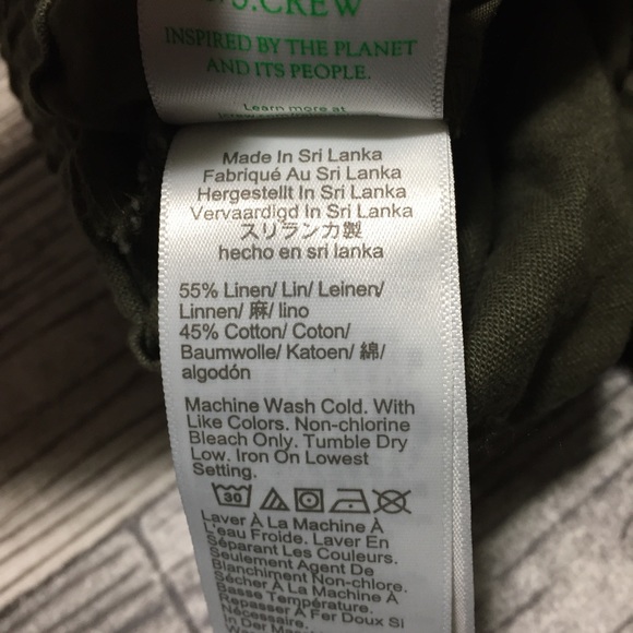 J Crew Linen Cotton Drawstring Pants Women’s 6 Olive Green Cuffed Pockets - Picture 8 of 11